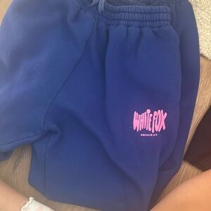 White fox blue sweatpants